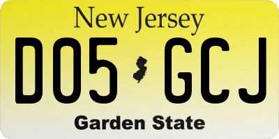 NJ license plate D05GCJ