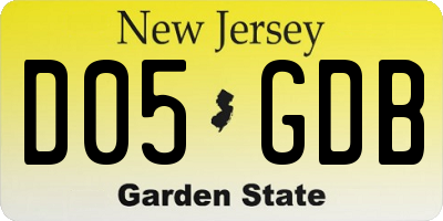 NJ license plate D05GDB
