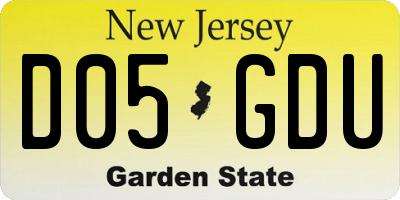 NJ license plate D05GDU