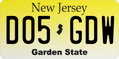 NJ license plate D05GDW