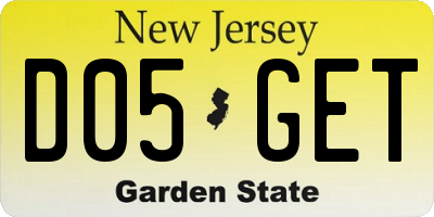 NJ license plate D05GET