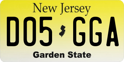 NJ license plate D05GGA