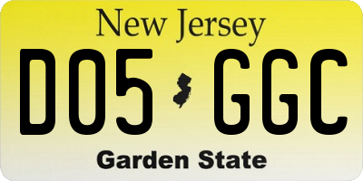 NJ license plate D05GGC