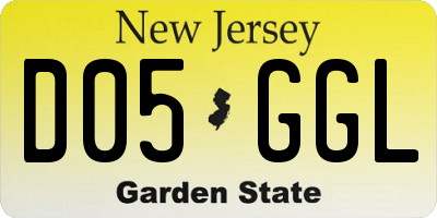 NJ license plate D05GGL