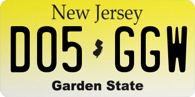 NJ license plate D05GGW