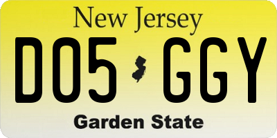 NJ license plate D05GGY