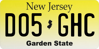 NJ license plate D05GHC