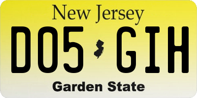 NJ license plate D05GIH