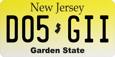 NJ license plate D05GII