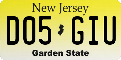 NJ license plate D05GIU