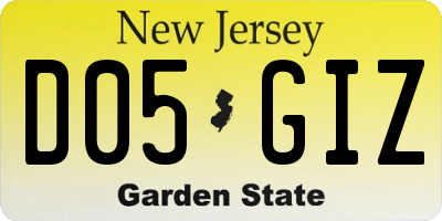 NJ license plate D05GIZ