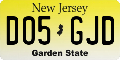 NJ license plate D05GJD