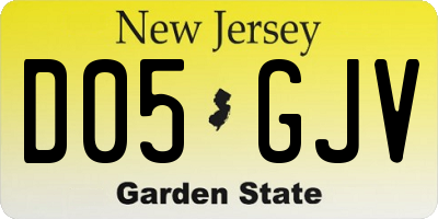 NJ license plate D05GJV
