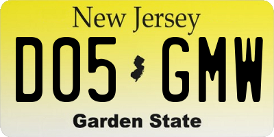 NJ license plate D05GMW