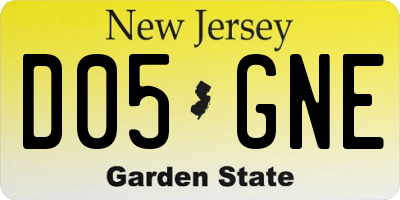 NJ license plate D05GNE