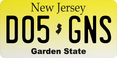 NJ license plate D05GNS