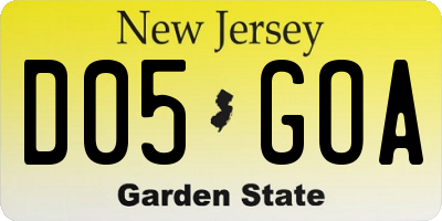 NJ license plate D05GOA