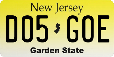 NJ license plate D05GOE