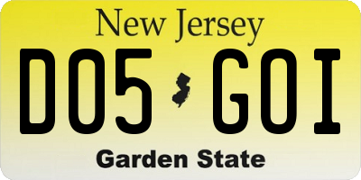 NJ license plate D05GOI