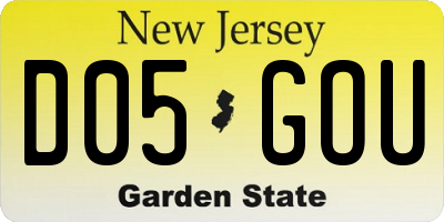 NJ license plate D05GOU