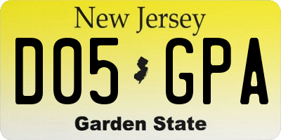NJ license plate D05GPA