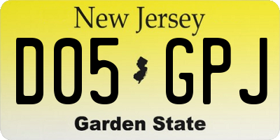 NJ license plate D05GPJ