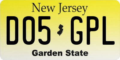 NJ license plate D05GPL