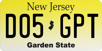 NJ license plate D05GPT