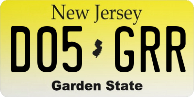 NJ license plate D05GRR
