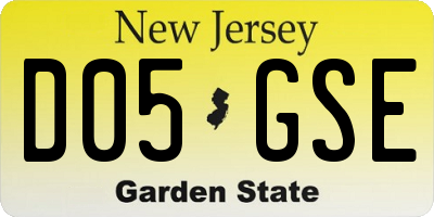NJ license plate D05GSE
