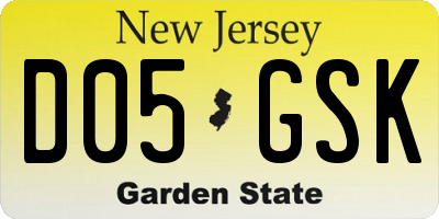 NJ license plate D05GSK