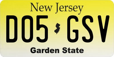 NJ license plate D05GSV