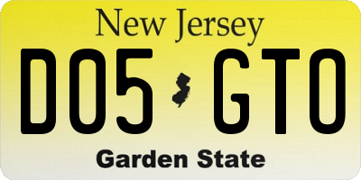 NJ license plate D05GTO