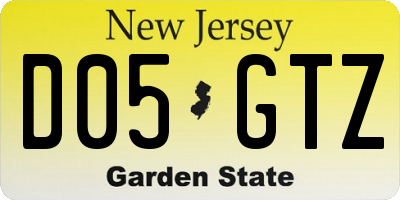 NJ license plate D05GTZ
