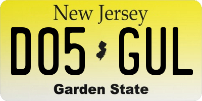 NJ license plate D05GUL