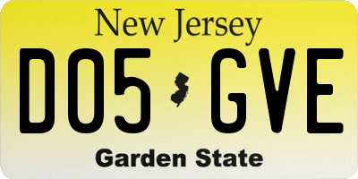 NJ license plate D05GVE
