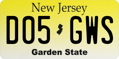 NJ license plate D05GWS