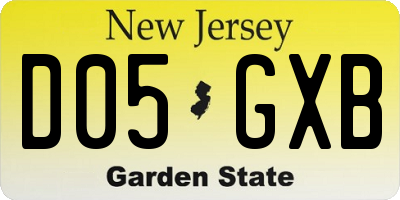 NJ license plate D05GXB