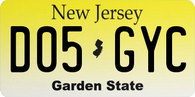 NJ license plate D05GYC