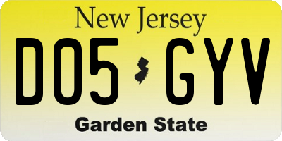 NJ license plate D05GYV