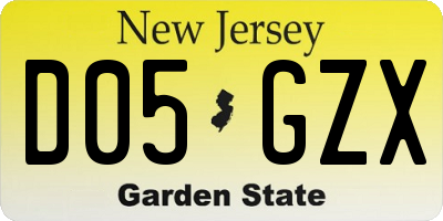 NJ license plate D05GZX