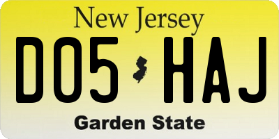 NJ license plate D05HAJ