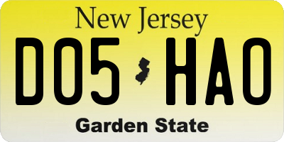 NJ license plate D05HAO