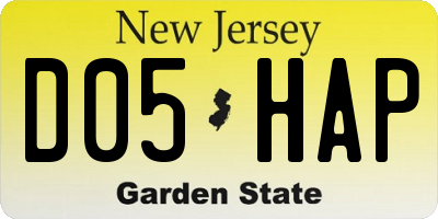 NJ license plate D05HAP