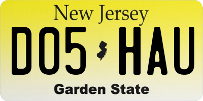 NJ license plate D05HAU