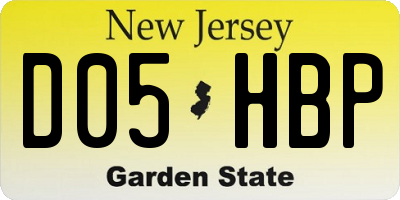 NJ license plate D05HBP