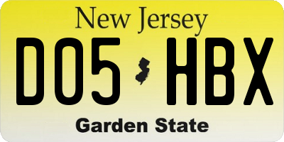 NJ license plate D05HBX