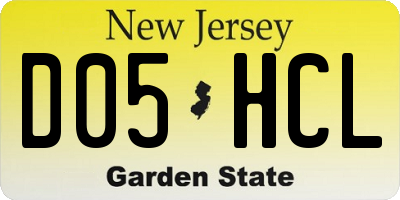 NJ license plate D05HCL