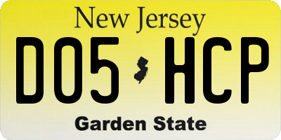 NJ license plate D05HCP