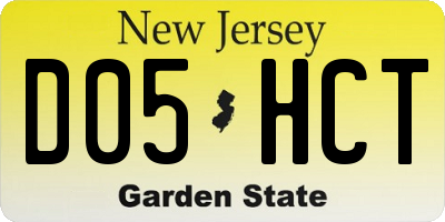 NJ license plate D05HCT